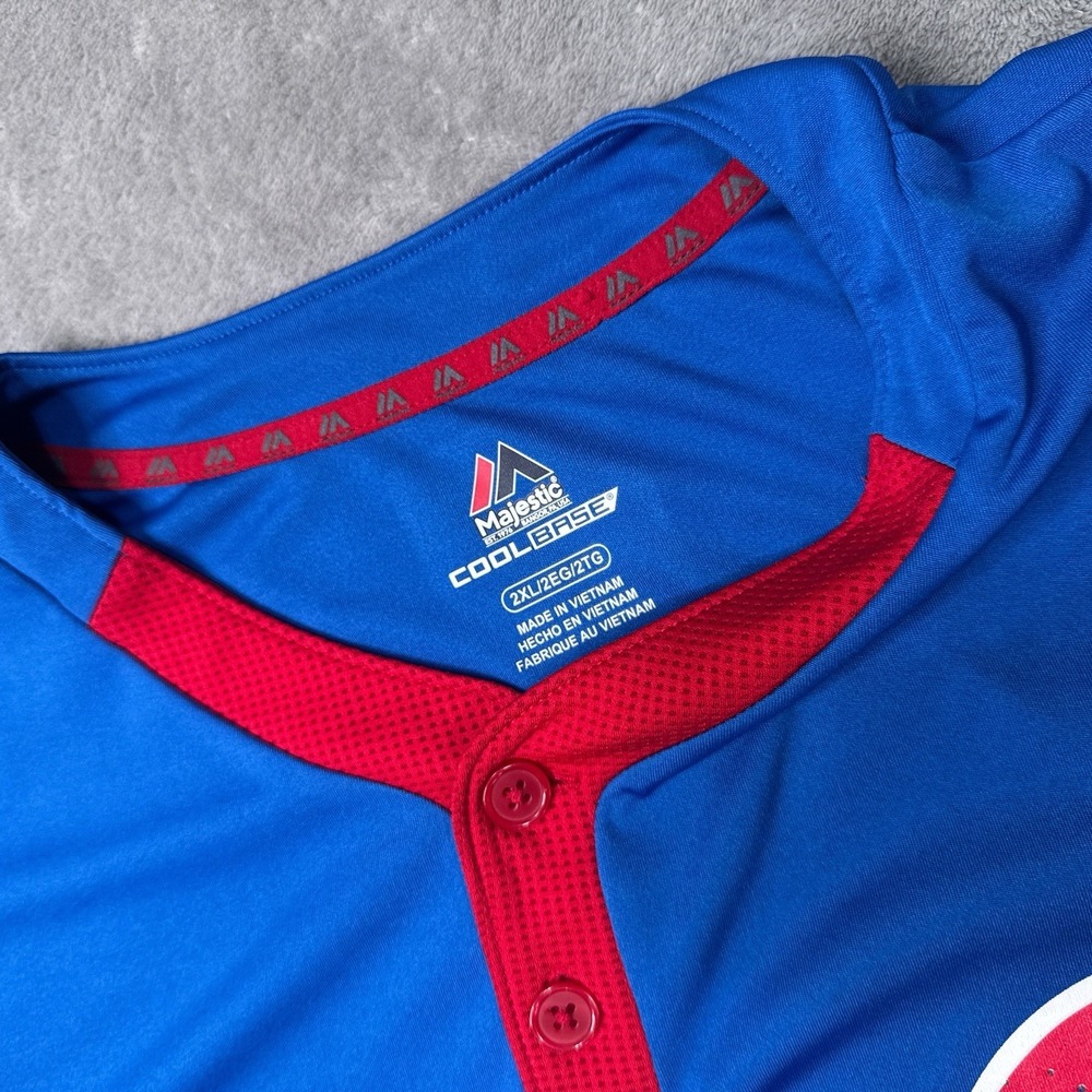 Majestic Athletic Chicago Cubs MLB Jersey 2XL Blue Cool Base BP Pullover - Picture 5 of 8